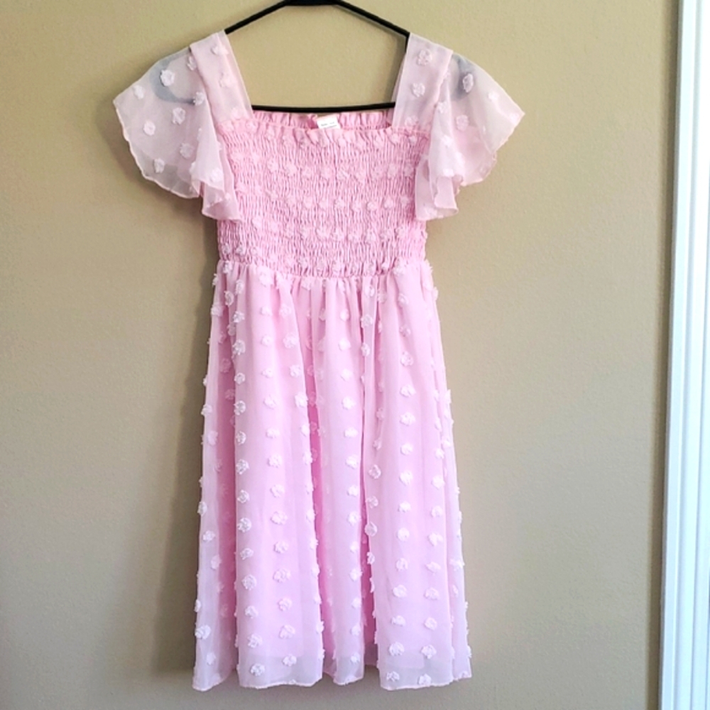 Pink Floral Lined Girls Dress